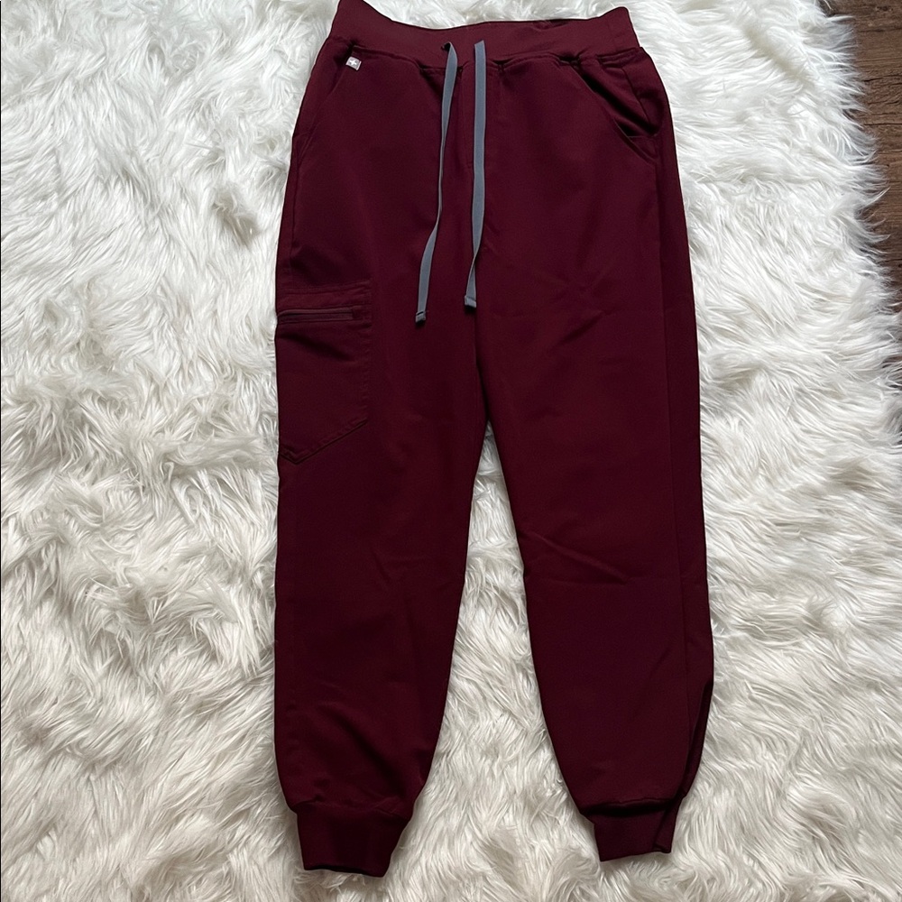 Figs burgundy High waisted Jogger Scrubs